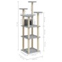 Rascador para gatos con postes de sisal gris claro 171 cm de vidaXL, Mobiliario para gatos - Ref: Foro24-171486, Precio: 64,6...