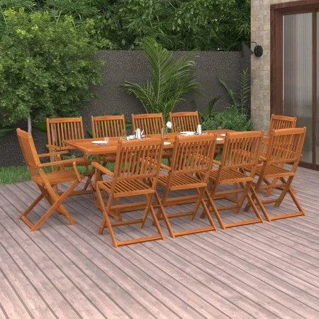Set de comedor para jardín 11 piezas madera maciza de acacia de vidaXL, Conjuntos de jardín - Ref: Foro24-3086987, Precio: 74...