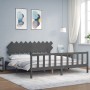 Estructura de cama con cabecero madera maciza gris 200x200 cm de vidaXL, Camas y somieres - Ref: Foro24-3193488, Precio: 174,...