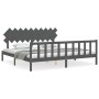 Estructura de cama con cabecero madera maciza gris 200x200 cm de vidaXL, Camas y somieres - Ref: Foro24-3193488, Precio: 174,...