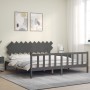 Estructura de cama con cabecero madera maciza gris 200x200 cm de vidaXL, Camas y somieres - Ref: Foro24-3193488, Precio: 174,...
