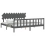 Estructura de cama con cabecero madera maciza gris 200x200 cm de vidaXL, Camas y somieres - Ref: Foro24-3193488, Precio: 174,...