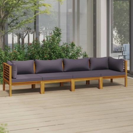 Sofá de jardín de 4 plazas con cojín madera maciza de acacia de vidaXL, Conjuntos de jardín - Ref: Foro24-3086901, Precio: 54...