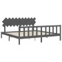 Estructura de cama con cabecero madera maciza gris 200x200 cm de vidaXL, Camas y somieres - Ref: Foro24-3193488, Precio: 174,...