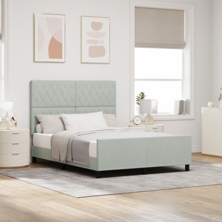Estructura de Cama Gris Claro 160x200 cm Terciopelo de , Camas y somieres - Ref: Foro24-3344885, Precio: 248,01 €, Descuento:...
