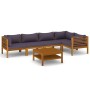 Muebles de jardín 6 pzas cojines madera maciza de acacia de vidaXL, Conjuntos de jardín - Ref: Foro24-3086918, Precio: 761,84...