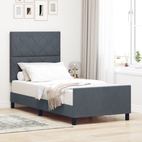 Cama Gris Oscuro 90x190 cm Terciopelo de , Camas y somieres - Ref: Foro24-3344976, Precio: 144,52 €, Descuento: %