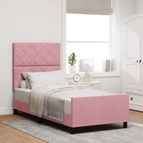 Comprar Estructura de cama de terciopelo rosa
