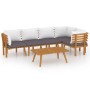 Muebles de jardín 6 piezas con cojines madera maciza de acacia de vidaXL, Conjuntos de jardín - Ref: Foro24-3087027, Precio: ...