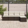 Conjunto de Sofá de Jardín de 5 Piezas con Cojines Marrón Poliratán | Foro24.es | Tu tienda online para hogar, jardín y más Foro24.es