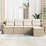 Juego de sofá de jardín de 5 piezas con cojines beige de poliratán | Foro24.es | Tu tienda online para hogar, jardín y más Foro24.es