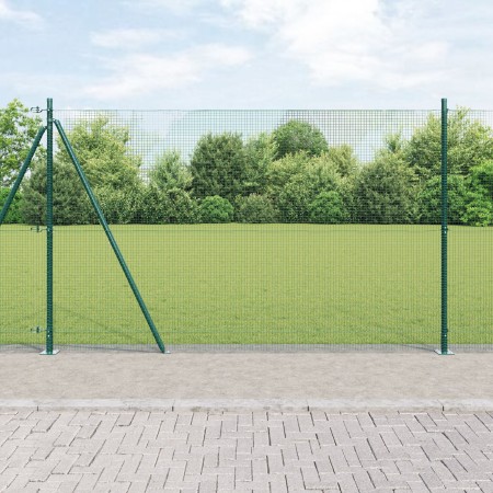 Cerca de Alambre Soldado con 7 Postes Flangados Verde 1.6x10 m Acero | Foro24.es | Tu tienda online para hogar, jardín y más Foro24.es