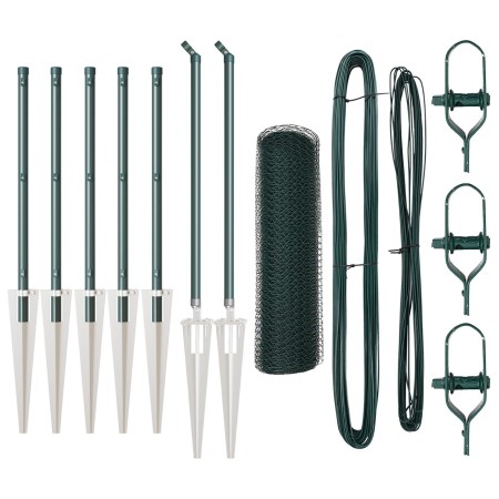 Cerca Hexagonal  Verde 0.6x10 m Acero, Postes de Cerca  con Punta 7 pcs Ø32 mm 80 cm Acero Galvanizado | Foro24.es | Tu tienda online para hogar, jardín y más Foro24.es