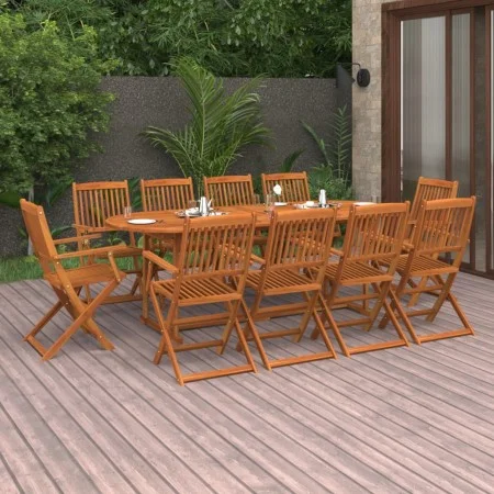 Set de comedor de jardín 11 piezas madera maciza de acacia de vidaXL, Conjuntos de jardín - Ref: Foro24-3086975, Precio: 720,...