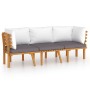 Muebles de jardín 3 piezas con cojines madera maciza de acacia de vidaXL, Conjuntos de jardín - Ref: Foro24-3087007, Precio: ...