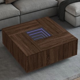 Mesa de centro con Infinity LED marrón roble 100x100x40 cm en Mesas de centro | Comprar online en Foru.es
