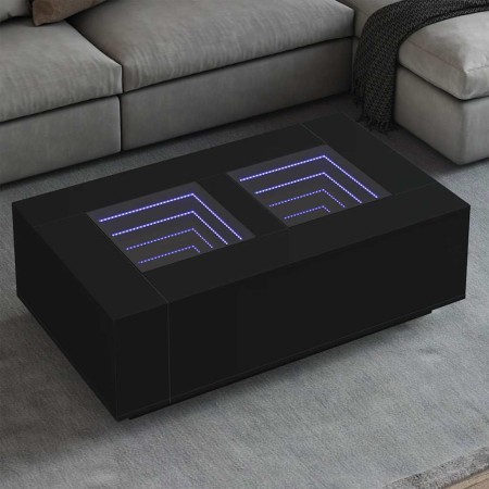 Mesa de centro con LED Infinity negra 116x69x40 cm en Mesas de centro | Comprar online en Foru.es
