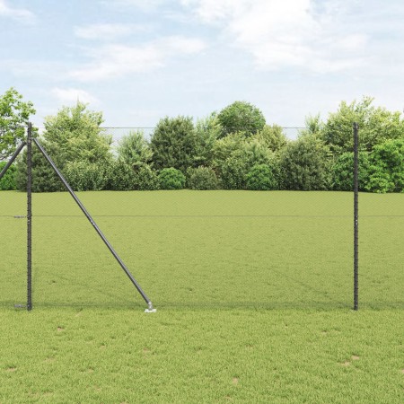 Cerca Hexagonal Gris 1.6x10 m Acero, Postes de Cerca con Espiga 7 pcs Ø32 mm 180 cm Acero Galvanizado de , Postes de cerca - ...