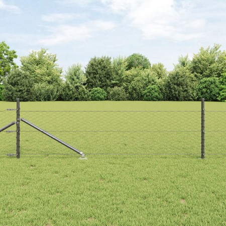 Cerca Hexagonal Gris 0.4x25 m Acero,  Postes de Cerca con Punta 13 pcs Ø32 mm 60 cm Acero Galvanizado | Foro24.es | Tu tienda online para hogar, jardín y más Foro24.es