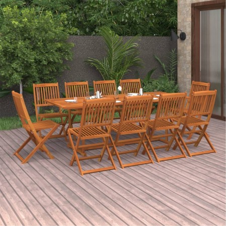 Set de comedor para jardín 11 piezas madera maciza de acacia de vidaXL, Conjuntos de jardín - Ref: Foro24-3086989, Precio: 71...