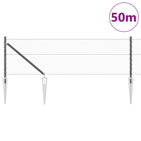Cerca Hexagonal Gris 0,6 x 50 m Acero,  Poste de Cerca con Anclaje 13 pcs Ø32 mm 80 cm Acero Galvanizado | Foro24.es | Tu tienda online para hogar, jardín y más Foro24.es