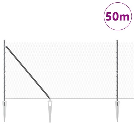 Cerca Hexagonal  Gris 1.2x50 m Acero, Postes de Cerca  con Espiga 13 pcs Ø32 mm 140 cm Acero Galvanizado | Foro24.es | Tu tienda online para hogar, jardín y más Foro24.es