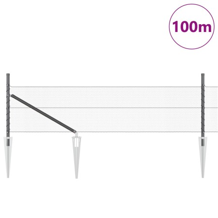 Cerca Hexagonal  Gris 0.4x100 m de Acero, Postes de Cerca  con Punta 13 pcs Ø32 mm 60 cm de Acero Galvanizado | Foro24.es | Tu tienda online para hogar, jardín y más Foro24.es