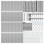 Cerca hexagonal gris 1.6x100 m de acero, Postes de cerca con anclaje de espiga 13 pcs Ø32 mm 180 cm de acero galvanizado de ,...