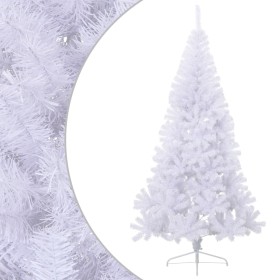 Medio árbol de Navidad artificial con soporte PVC blanco 210 cm en Decoración Festiva y Estacional | Comprar online en Foru.es