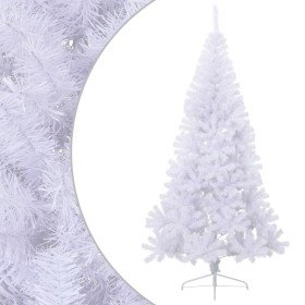 Medio árbol de Navidad artificial con soporte PVC blanco 210 cm en Decoración Festiva y Estacional | Comprar online en Foru.es