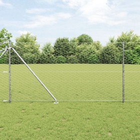 Cerca Hexagonal 1.4x10 m de Acero Galvanizado, Postes para Cerca con Punta 7 pcs Ø32 mm 160 cm de Acero Galvanizado de , Post...