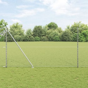 Cerca Hexagonal 1.6x25 m Acero Galvanizado, Postes de Cerca con Anclaje de Espiga 13 pcs Ø32 mm 180 cm Acero Galvanizado de ,...