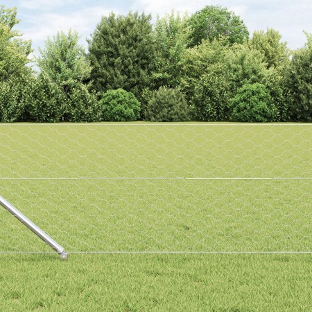 Cerca Hexagonal  0.6x50 m Acero Galvanizado, Postes de Cerca  con Anclaje de Pica 13 pcs Ø32 mm 80 cm Acero Galvanizado | Foro24.es | Tu tienda online para hogar, jardín y más Foro24.es