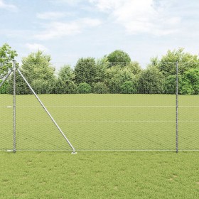 Cerca Hexagonal 1.5x50 m Acero Galvanizado, Postes de Cerca con Anclaje de Espiga 13 pcs Ø32 mm 170 cm Acero Galvanizado de ,...