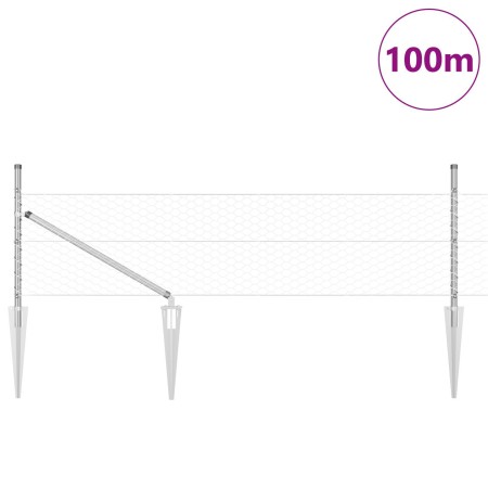 Valla Hexagonal 0.8x100 m Acero Galvanizado, Postes de Valla  con Espiga 13 pcs Ø32 mm 100 cm Acero Galvanizado | Foro24.es | Tu tienda online para hogar, jardín y más Foro24.es