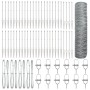 Cerca hexagonal 1x100 m de acero galvanizado, Postes para cerca con espiga 13 pcs Ø32 mm 120 cm de acero galvanizado de , Pos...