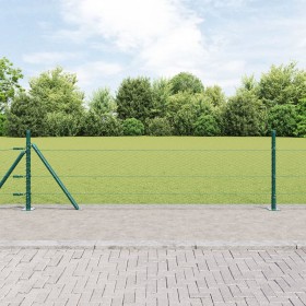 Cerca Hexagonal Verde 0.5x10 m Acero, Postes de Cerca con Placas de Base 7 pcs Ø32mm 70cm Acero Galvanizado de , Postes de ce...