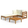 Muebles de jardín 3 pzas con cojines crema madera de acacia de vidaXL, Conjuntos de jardín - Ref: Foro24-3087278, Precio: 366...