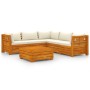 Muebles de jardín 6 piezas con cojines madera maciza de acacia de vidaXL, Conjuntos de jardín - Ref: Foro24-3087292, Precio: ...