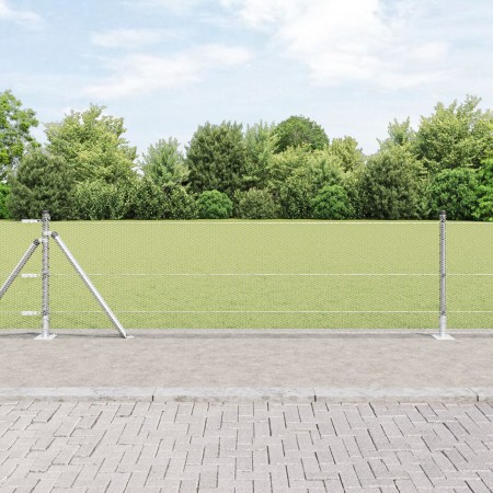 Cerca Hexagonal  0.4x25 m Acero Galvanizado, Postes de Cerca  con Placas de Base 13 pcs Ø32mm 50cm Acero Galvanizado | Foro24.es | Tu tienda online para hogar, jardín y más Foro24.es
