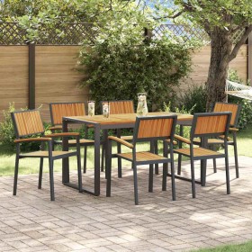 Conjunto de Comedor de Jardín 7 pcs Negro en Mesas de jardín | Comprar online en Foru.es