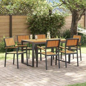 Conjunto de Comedor de Jardín 7 pcs Negro en Mesas de jardín | Comprar online en Foru.es