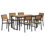 Conjunto de Comedor de Jardín 7 pcs Negro en Mesas de jardín | Comprar online en Foru.es