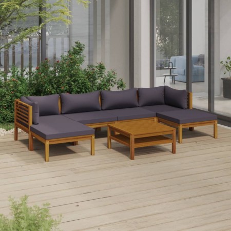 Muebles de jardín 7 pzas cojines madera maciza de acacia de vidaXL, Conjuntos de jardín - Ref: Foro24-3086914, Precio: 713,95...
