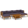 Muebles de jardín 7 pzas cojines madera maciza de acacia de vidaXL, Conjuntos de jardín - Ref: Foro24-3086914, Precio: 713,95...