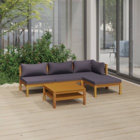 Muebles de jardín 5 pzas cojines madera maciza de acacia de vidaXL, Conjuntos de jardín - Ref: Foro24-3086894, Precio: 518,49...