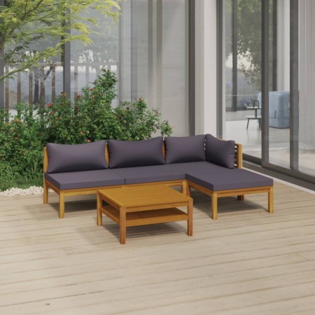 Muebles de jardín 5 pzas cojines madera maciza de acacia de vidaXL, Conjuntos de jardín - Ref: Foro24-3086894, Precio: 518,49...