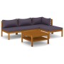 Muebles de jardín 5 pzas cojines madera maciza de acacia de vidaXL, Conjuntos de jardín - Ref: Foro24-3086894, Precio: 518,49...