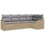 Set de 5 Sofás de Jardín con Cojines Beige de Ratán, Sofá de Jardín de 2 Plazas con Almacenamiento y Cojines Beige de , Sofás...