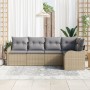 Set de 5 Sofás de Jardín con Cojines Beige de Ratán, Sofá de Jardín de 2 Plazas con Almacenamiento y Cojines Beige de , Sofás...